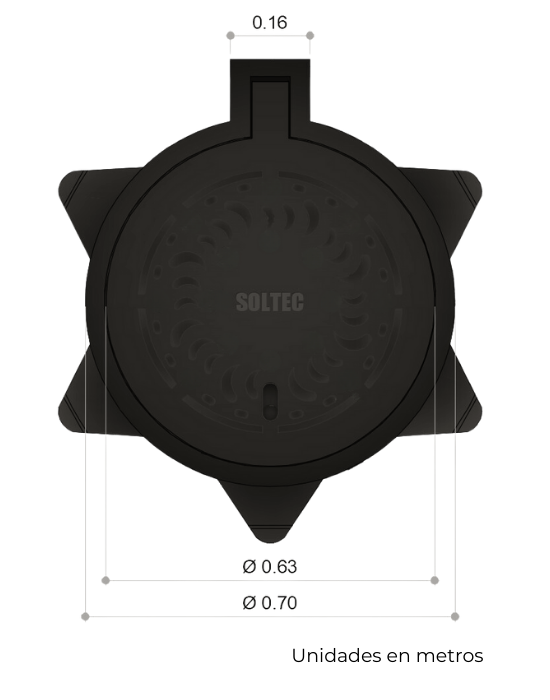 Casquete y Tapadera embisagrada de Polietileno Negro para Pozo de Visita de Alcantarillado Sanitario Modelo HS-20