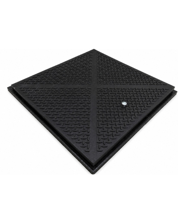 Marco y Tapadera Embisagrada de Polietileno Negro para Cisterna 69 cm x 69 cm