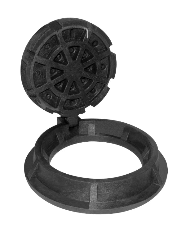 Casquete y Tapadera embisagrada de Polietileno Negro para Pozo de Visita de Alcantarillado Pluvial Modelo HS - 25 - SOLTEC
