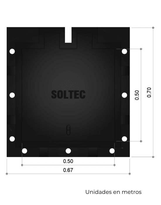 Marco Perforado y Tapadera Embisagrada de Polietileno 50 cm x 50 cm - SOLTEC