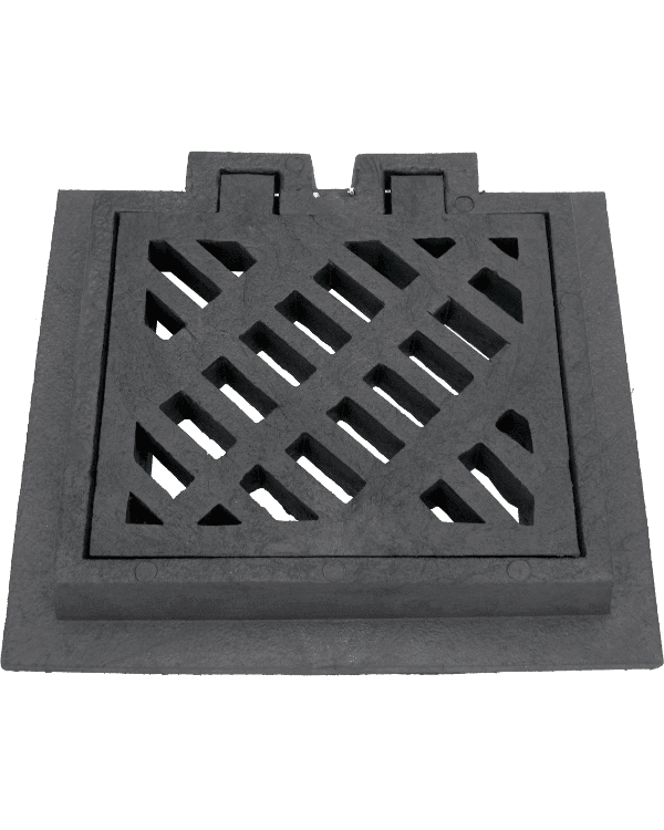 Marco y Rejilla (Tragante) embisagrada de Polietileno de Media Densidad (PEMD) 55 x 66 cm - SOLTEC