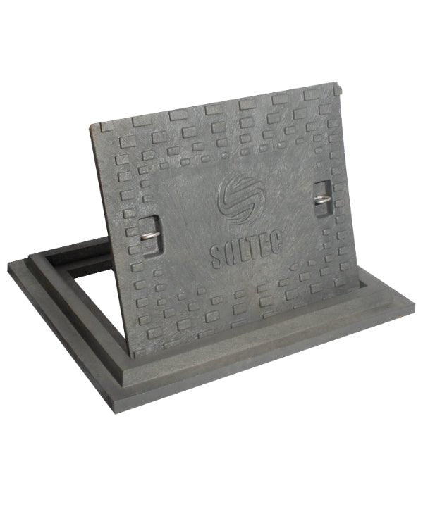 Marco y Tapadera de Polietileno Gris para Caja de Registro 50 cm x 60 cm - SOLTEC