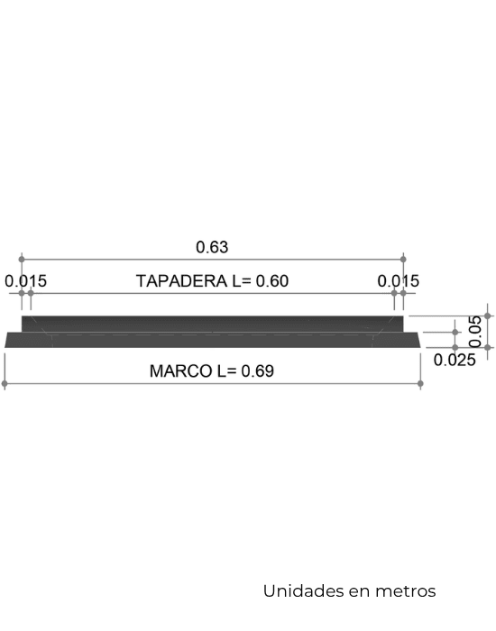 Marco y Tapadera de Polietileno Gris para Caja de Registro 60 cm x 60 cm - SOLTEC