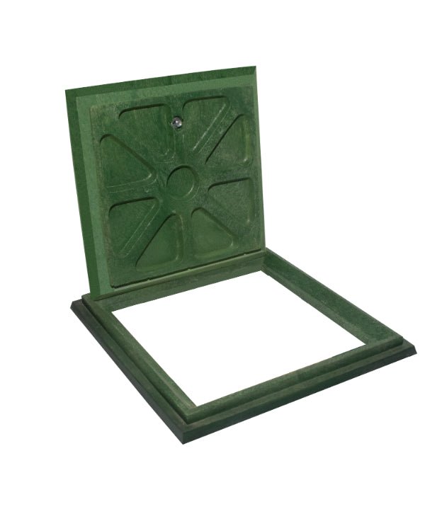 Marco y Tapadera de Polietileno Verde para Caja de Registro 60 cm x 60 cm - SOLTEC