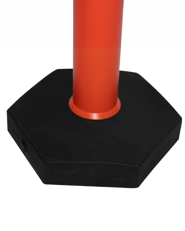 Poste Alineador Movible de PVC Anaranjado con Base Hexagonal de Polietileno - SOLTEC