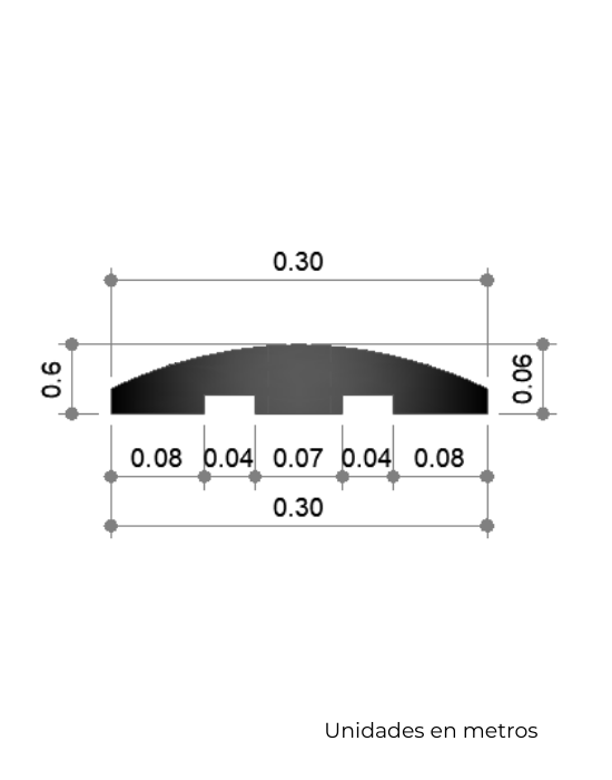Reductor de velocidad tipo Tumulo de Hule Negro con Amarillo 44 x 30 x 5 cm - SOLTEC