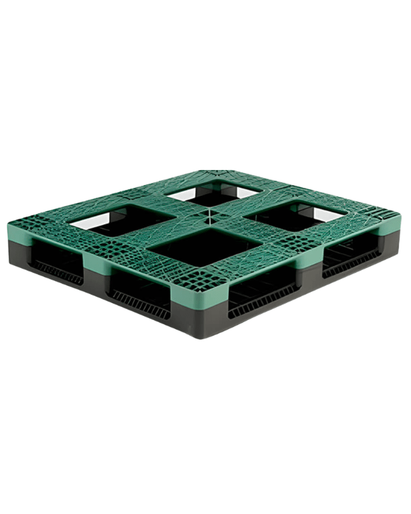 Tarima Plástica con Superficie Abierta Verde/Negro 40" x 48" - SOLTEC