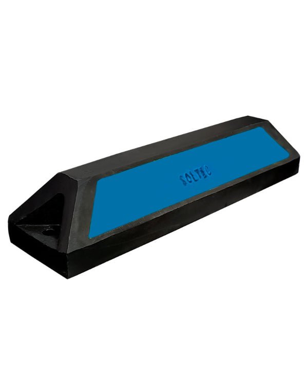 Tope Individual de Polietileno Negro Reciclado con Pintura Azul para Estacionamientos - SOLTEC