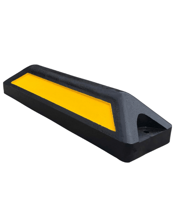 Tope Individual para Estacionamiento de Polietileno Negro Reciclado con Pintura Amarilla 60cm - SOLTEC