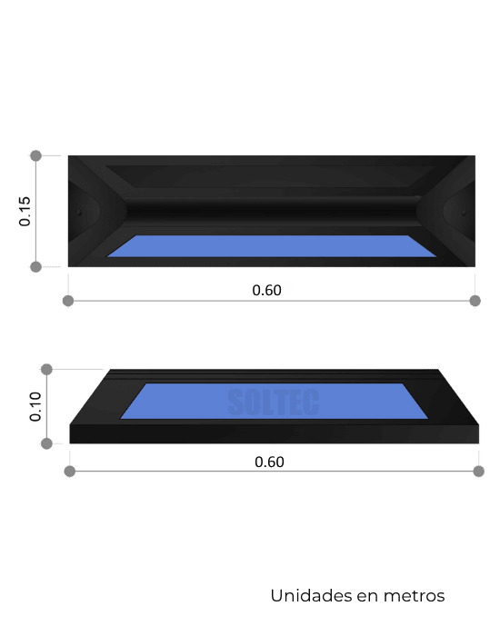 Tope Individual para Estacionamiento de Polietileno Negro Reciclado con Pintura Azul 60 cm - SOLTEC