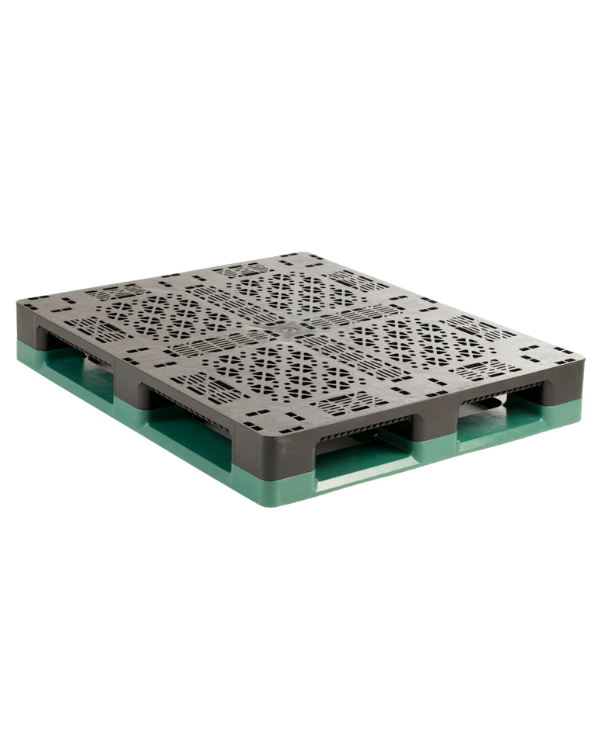 Tarima Plástica con Superficie Abierta Verde/Negro 40" x 48"