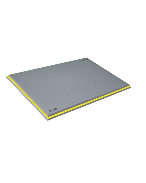 Alfombra Antifatiga Grande Gris Claro LL con Franja Amarilla 1" - SOLTEC