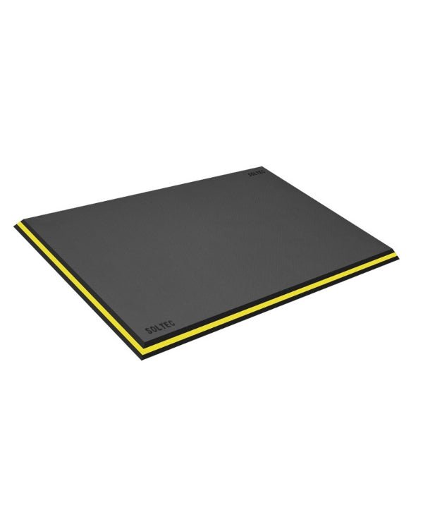 Alfombra Antifatiga Grande Gris Oscuro LL con Franja Amarilla 1/2" - SOLTEC