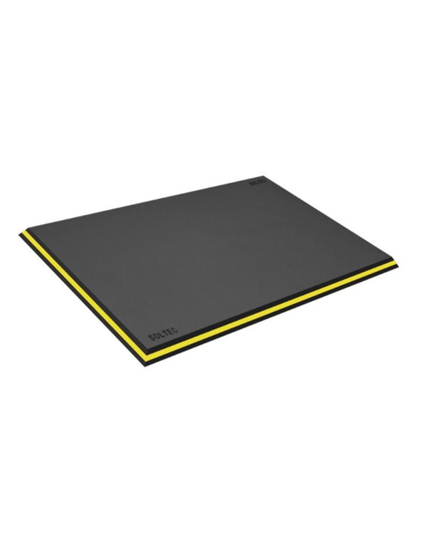Alfombra Antifatiga Grande Gris Oscuro LL con Franja Amarilla 3/4" - SOLTEC