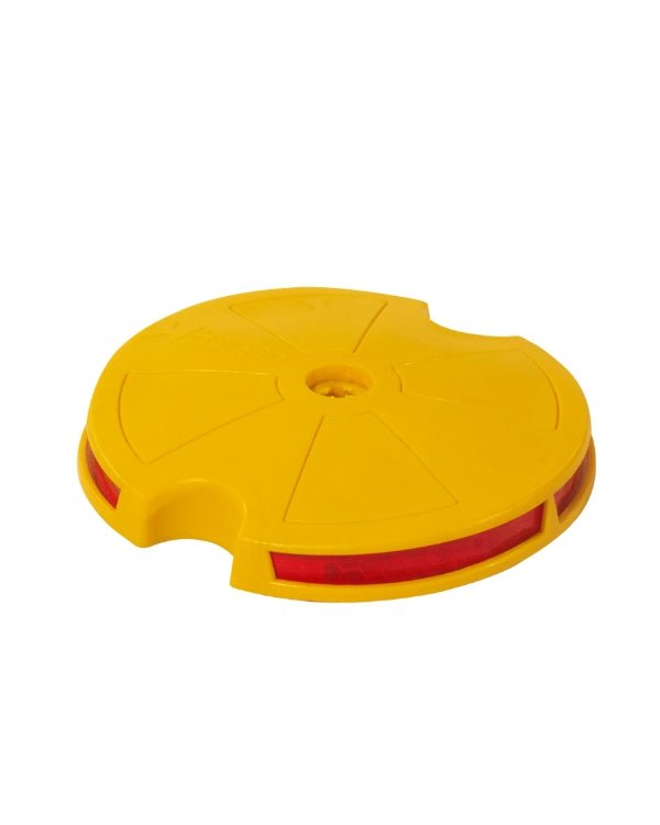 Botón Hibrido 360 de Polietileno Amarillo con Cinta Reflejante - SOLTEC