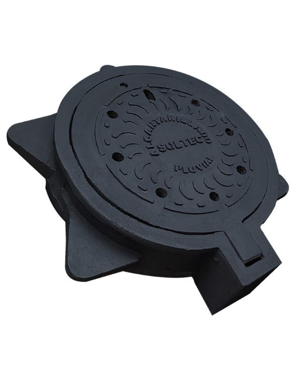 Casquete y Tapadera embisagrada de Polietileno Negro para Pozo de Visita de Alcantarillado Pluvial Modelo HS - 20 - SOLTEC