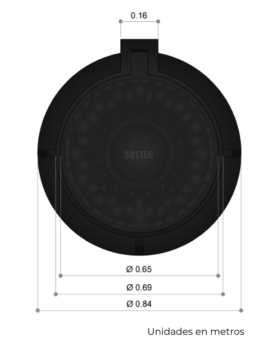 Casquete y Tapadera Embisagrada de Polietileno Negro para Pozo de Visita de Alcantarillado Sanitario Modelo HS-15 - SOLTEC