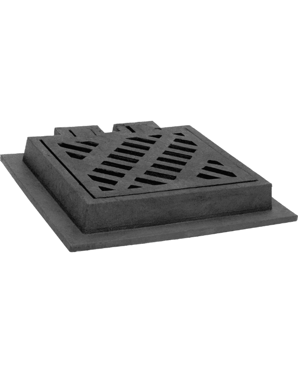 Marco y Rejilla (Tragante) embisagrada de Polietileno de Media Densidad (PEMD) 55 x 66 cm - SOLTEC