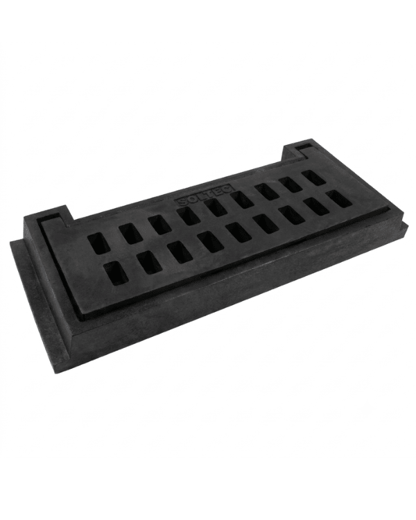 Marco y Rejilla (Tragante) embisagrada de Polietileno Negro 30 cm x 90 cm - SOLTEC