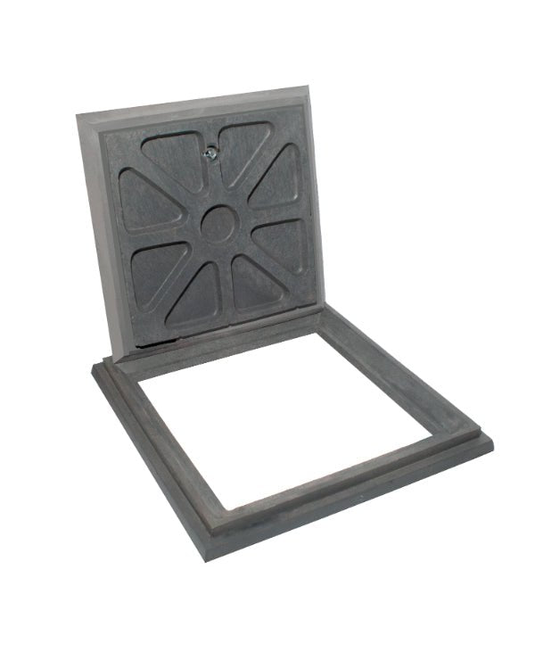 Marco y Tapadera de Polietileno Gris para Caja de Registro 60 cm x 60 cm - SOLTEC