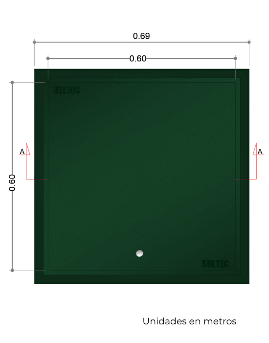 Marco y Tapadera de Polietileno Verde para Caja de Registro 60 cm x 60 cm - SOLTEC