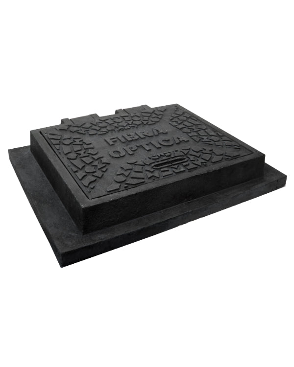 Marco y Tapadera embisagrada de Polietileno Negro para Caja de Registro 55 cm x 70 cm - SOLTEC