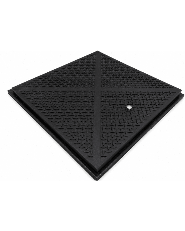 Marco y Tapadera Embisagrada de Polietileno Negro para Cisterna 69 cm x 69 cm - SOLTEC