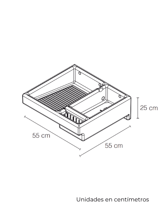 Pila Plastica Gris Mediana con Rival Integrado y Jabonera - SOLTEC
