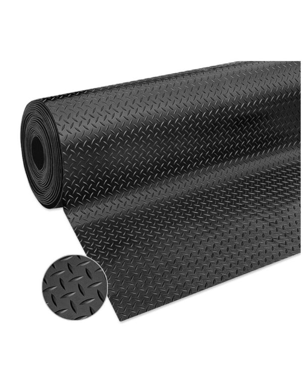 Piso de Hule Negro Anti - derrapante Tipo Diamante de 3 mm - SOLTEC