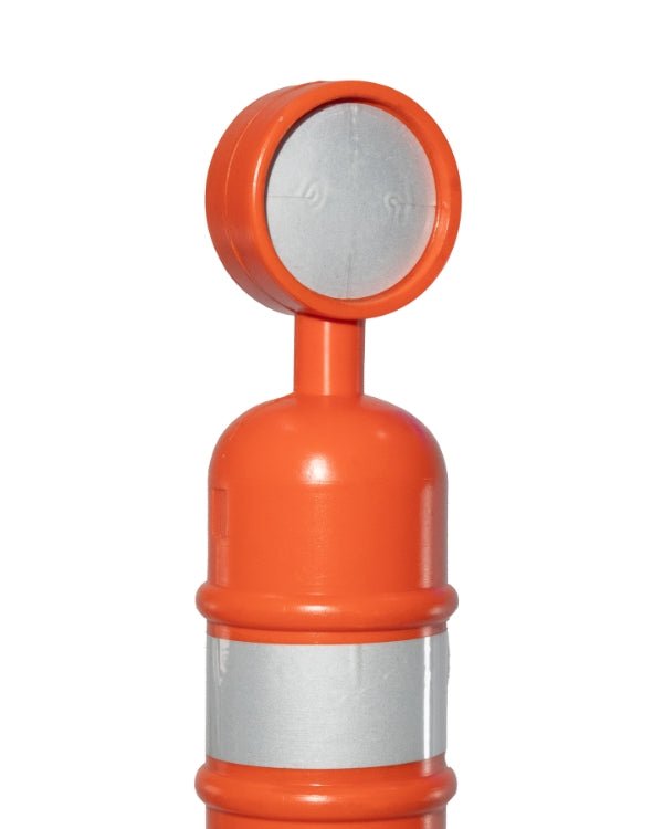 Poste Alineador Movible de PVC Anaranjado con Base Hexagonal de Polietileno - SOLTEC