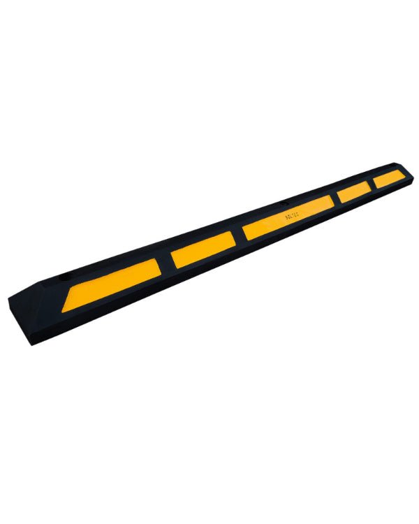 Tope de Polietileno Negro Reciclado Reciclado con Pintura Amarilla para Estacionamiento - SOLTEC