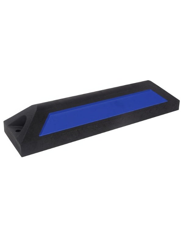 Tope Individual de Polietileno Negro Reciclado con Pintura Azul para Estacionamiento - SOLTEC