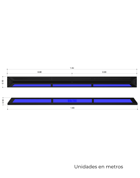 Tope para Estacionamiento de Polietileno Negro Reciclado con Pintura Azul 1.80m - SOLTEC